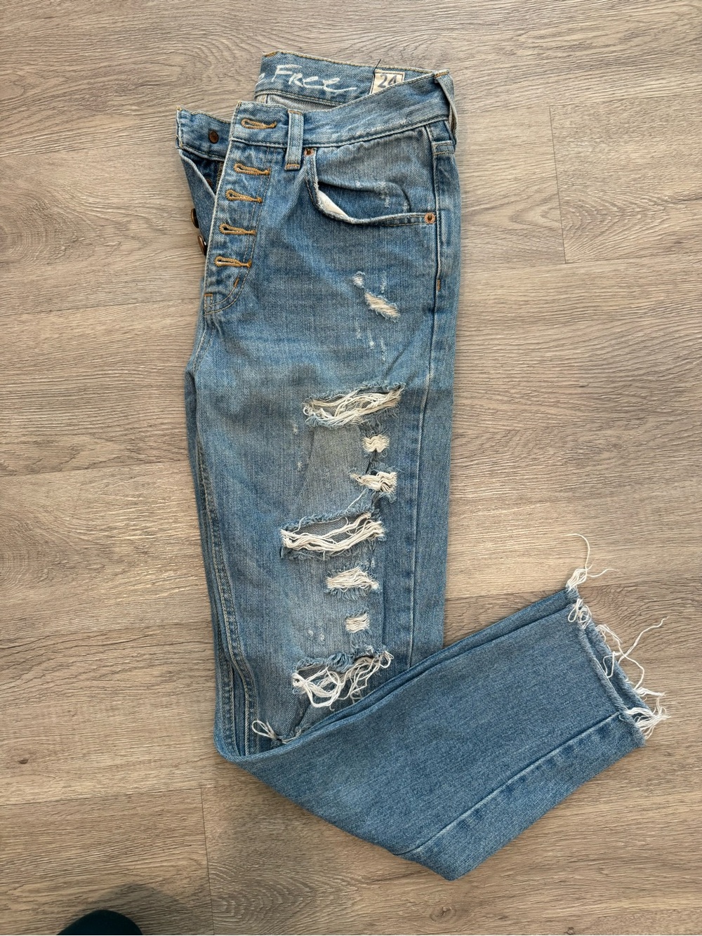 Free People Light Blue Distressed Jeans